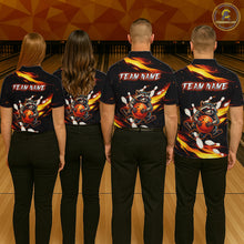 Load image into Gallery viewer, Custom Orange Funny Raccoon Bowling Shirt for Men Bowling Jersey Polo &amp; Quarter-Zip Bowling Outfit QZT969
