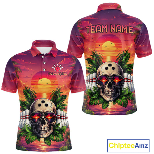 Colorful polo shirt with skull design and 'Team Name' text on a white background