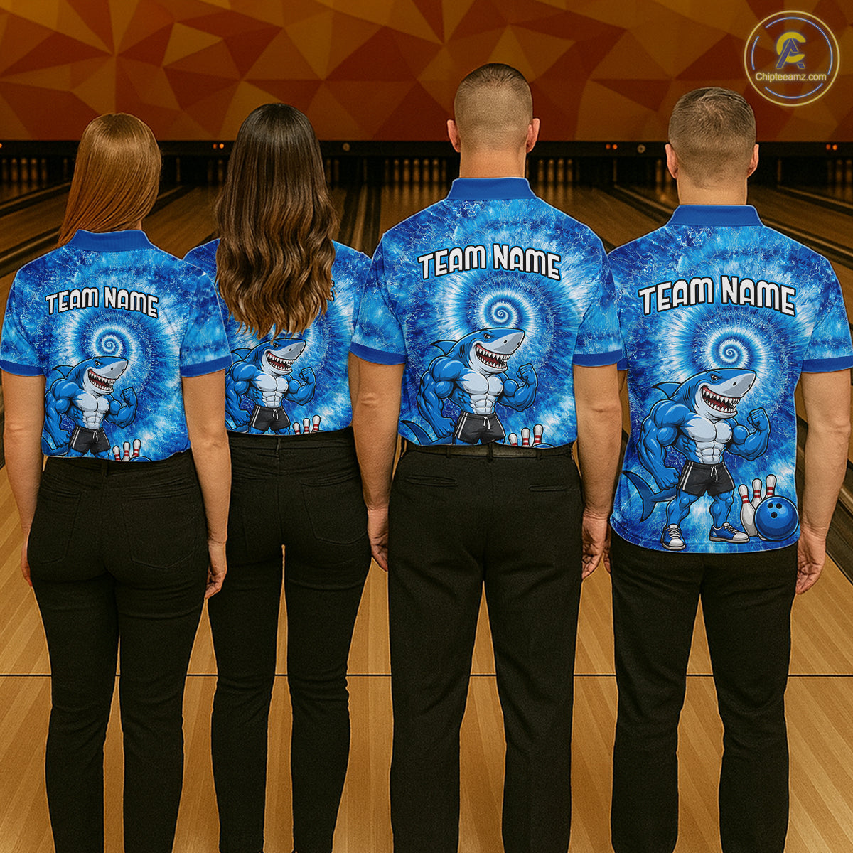 Custom Tie Dye Shark Bowling Shirt for Men Funny Bowling Team Jersey Polo & 1/4 Zip QZT1004