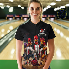 Load image into Gallery viewer, Custom Funny Chicken Family Bowling Shirt for Women Bowling Team Jersey Polo &amp; Quarter-Zip QZT1005