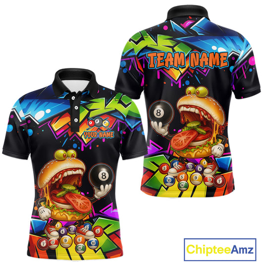 Colorful polo shirts with unique designs and 'Chiptee Amz' branding.