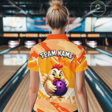 Load image into Gallery viewer, Custom Orange Funny Chicken Bowling Shirt for Women Bowling Team Jersey Polo &amp; 1/4-Zip QZT1009