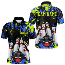 Load image into Gallery viewer, Green Blue Funny Bowling Team Shirt for Men Bowling League Jersey Polo &amp; 1/4 Zip Bowler Outfit QZT781