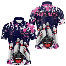 Load image into Gallery viewer, Navy Pink Funny Bowling Team Shirt for Men Bowling League Jersey Polo &amp; 1/4 Zip Bowler Outfit QZT781