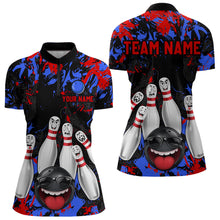 Load image into Gallery viewer, Red Blue Funny Bowling Team Shirt for Women Custom Bowling League Jersey Polo &amp; 1/4 Zip Bowler Outfit QZT781