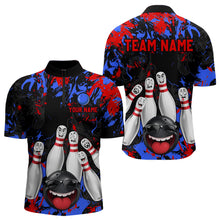 Load image into Gallery viewer, Red Blue Funny Bowling Team Shirt for Men Custom Bowling League Jersey Polo &amp; 1/4 Zip Bowler Outfit QZT781