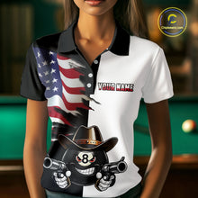 Load image into Gallery viewer, Custom American Flag Funny 8 Ball Billiard Shirts for Women Billiard League Jersey Pool Shirts BHT11