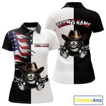 Load image into Gallery viewer, Custom American Flag Funny 8 Ball Billiard Shirts for Women Billiard League Jersey Pool Shirts BHT11