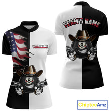 Load image into Gallery viewer, Custom American Flag Funny 8 Ball Billiard Shirts for Women Billiard League Jersey Pool Shirts BHT11