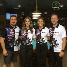 Load image into Gallery viewer, Custom American Flag Funny 8 Ball Billiard Shirts for Women Billiard League Jersey Pool Shirts BHT11