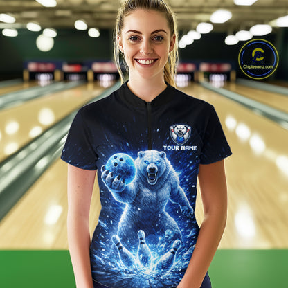 Custom Polar Beer Bowling Team Shirt for Women Ice Bowling Jersey Polo & Quarter-Zip QZT973