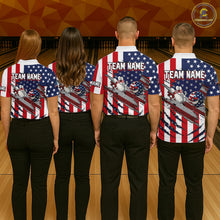 Load image into Gallery viewer, Custom American Flag Bowling Shirt Funny Blue Red White Bowling Jersey for Men Polo &amp; Quarter-Zip QZT929