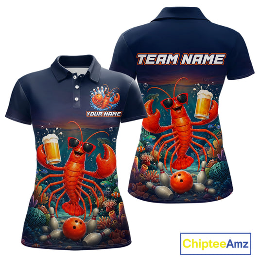 Navy blue polo shirt with a lobster design and 'Team Name' text on a white background