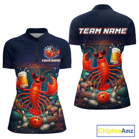 Navy blue polo shirt with a lobster design and 'Team Name' text on a white background