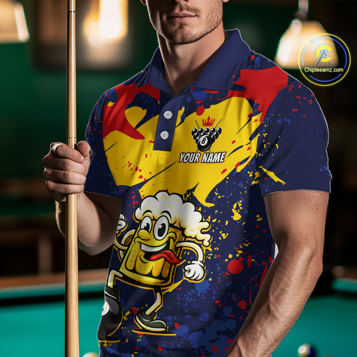Funny Beer 8 Ball Billiard Shirt for Men Custom Billiard Jersey Pool Shirt Polo & Quarter-Zip BHT19