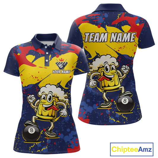 Funny Beer 8 Ball Billiard Shirt for Women Custom Billiard Jersey Pool Shirt Polo & Quarter-Zip BHT19