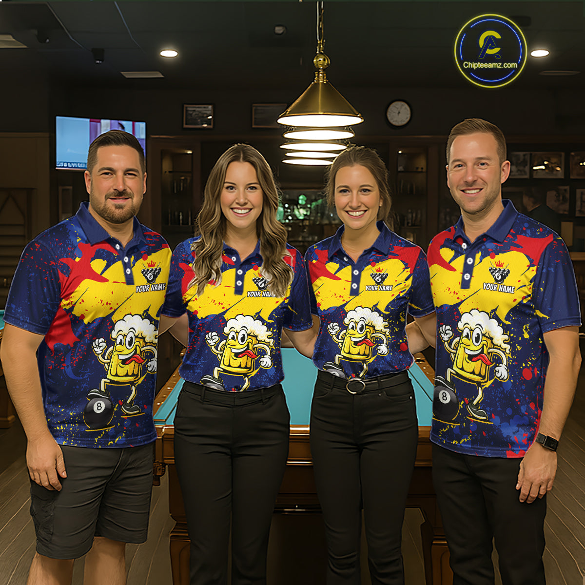Funny Beer 8 Ball Billiard Shirt for Men Custom Billiard Jersey Pool Shirt Polo & Quarter-Zip BHT19