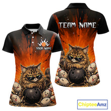 Load image into Gallery viewer, Polo shirt with a cat bowling design and 'Team Name' text on a white background