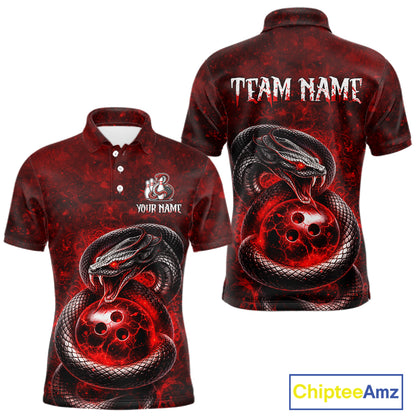Red Snake Bowling Shirt for Men Personalized Bowling Team Jersey Polo & Quarter-Zip QZT934
