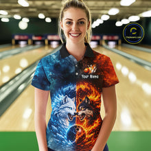 Load image into Gallery viewer, Fire and Ice Wolf Bowling Team Shirt Custom Bowling League Jersey for Women Bowling Polo &amp; 1/4-Zip QZT937