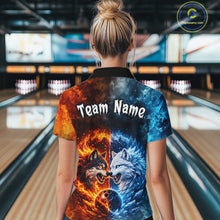 Load image into Gallery viewer, Fire and Ice Wolf Bowling Team Shirt Custom Bowling League Jersey for Women Bowling Polo &amp; 1/4-Zip QZT937
