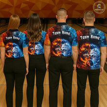 Load image into Gallery viewer, Fire and Ice Wolf Bowling Team Shirt Custom Bowling League Jersey for Women Bowling Polo &amp; 1/4-Zip QZT937