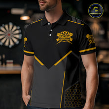 Load image into Gallery viewer, Personalized Yellow Dart Team Shirt for Men Custom Dart Jersey Polo &amp; 1/4-Zip Dartboard Outfit DHT16