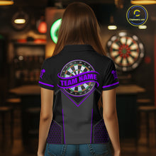 Load image into Gallery viewer, Personalized Purple Dart Team Shirt for Women Custom Dart Jersey Polo &amp; 1/4-Zip Dartboard Outfit DHT16