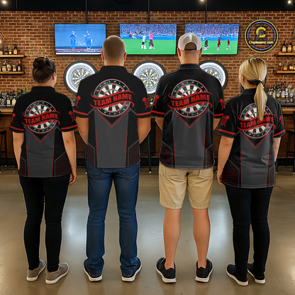 Personalized Red Dart Team Shirt for Men Custom Dart Jersey Polo & 1/4-Zip Dartboard Outfit DHT16