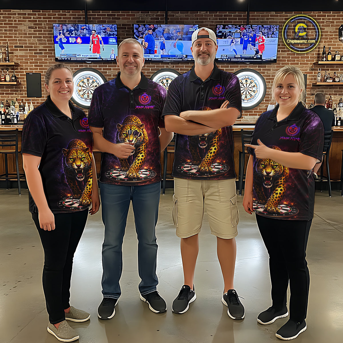 Custom Leopard Dart Shirts for Men Dart Team Jersey Polo & Quarter-Zip Dartboard Shirt Outfit DHT18