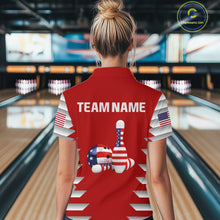 Load image into Gallery viewer, Custom American Flag Bowling Team Shirt Bowling Jersey for Women Polo &amp; Quarter-Zip Bowling Uniform QZT1130