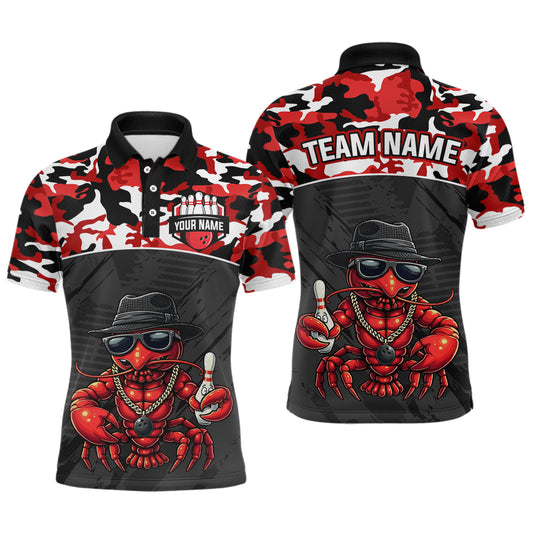 Custom Red Camo Bowling Shirt Crawfish Bowling League for Men Bowling Accessories QZT850