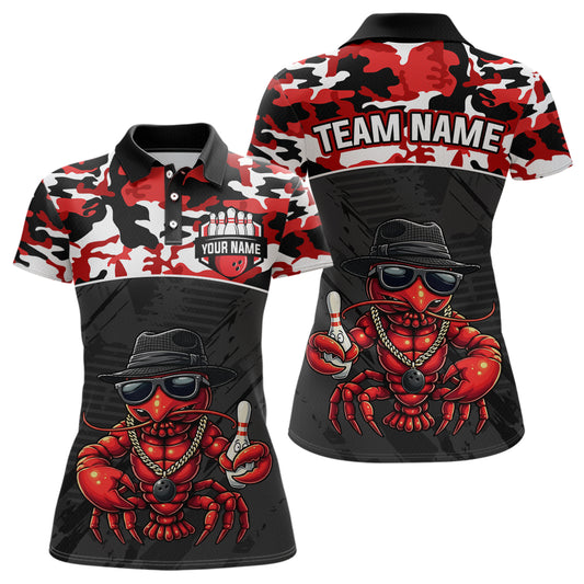 Custom Red Camo Bowling Shirt Crawfish Bowling League for Women Bowling Accessories QZT850