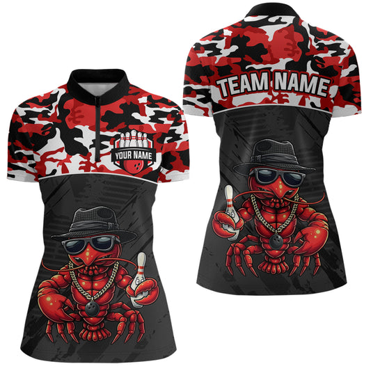 Custom Red Camo Bowling Shirt Crawfish Bowling League for Women Bowling Accessories QZT850