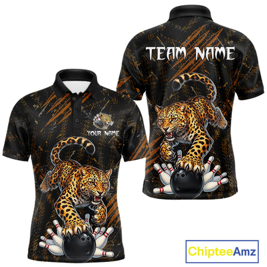Custom Leopard Bowling Shirt for Men Bowling Team Jersey Polo & Quarter-Zip Bowling Performance QZT983