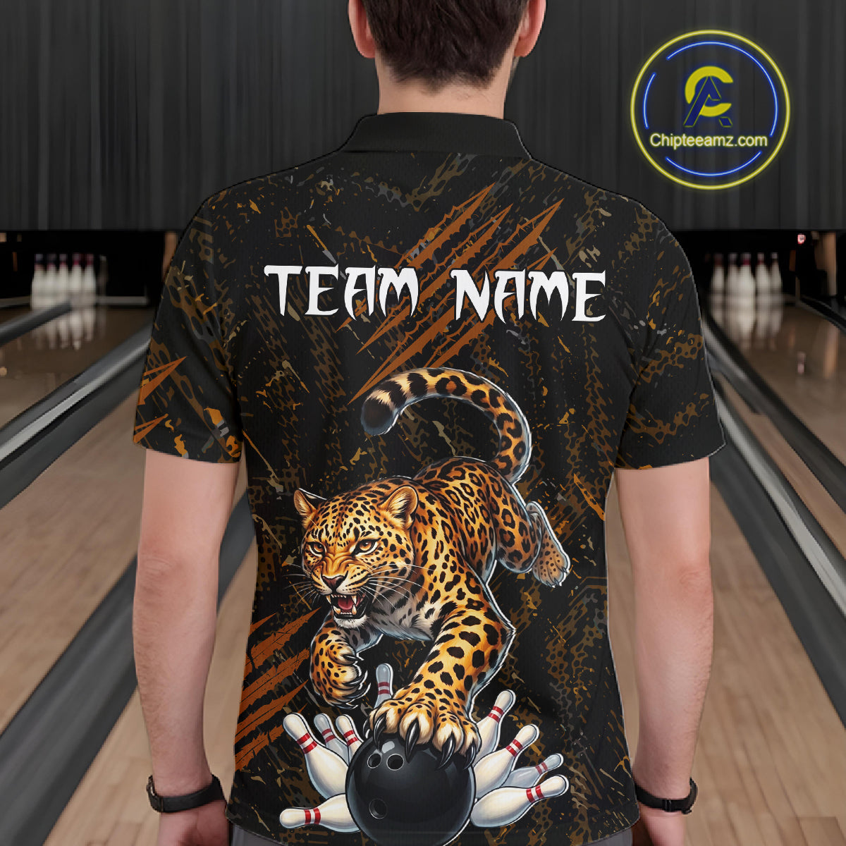 Custom Leopard Bowling Shirt for Men Bowling Team Jersey Polo & Quarter-Zip Bowling Performance QZT983