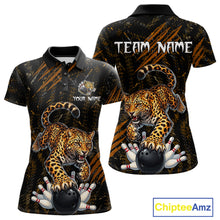 Load image into Gallery viewer, Custom Leopard Bowling Shirt for Women Bowling Team Jersey Polo &amp; Quarter-Zip Bowling Performance QZT983