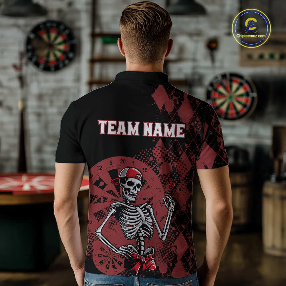 Custom Black & Red Dart Shirts for Team Polo & Quarter-Zip Dart Jersey for Men Dart Outfit DHT25