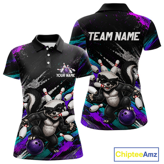 Custom Funny Honey Badger Bowling Shirt for Women Bowling Team Jersey Bowling Outfit QZT1201