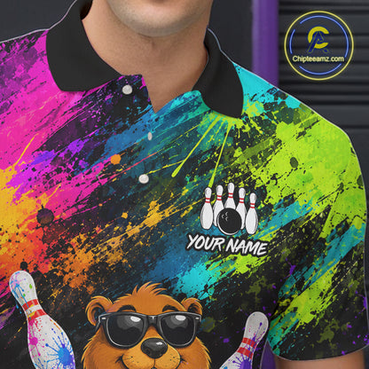 Custom Funny Beaver Bowling Shirt, Colorful Bowling League Jersey for Men, Bowling Outfit QZT1205