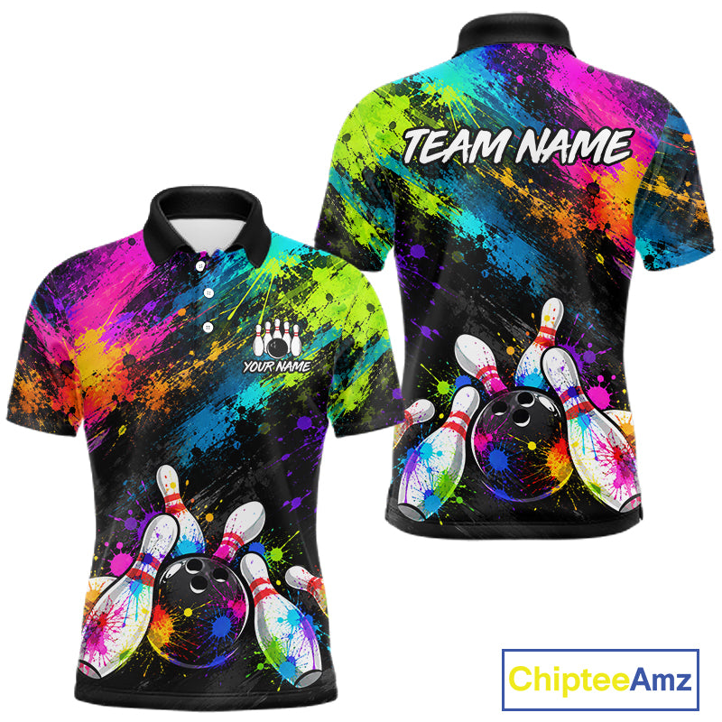 Custom Funny Colorful Bowling Shirt for Men, Bowling League Jersey, Bowling Outfit QZT1206
