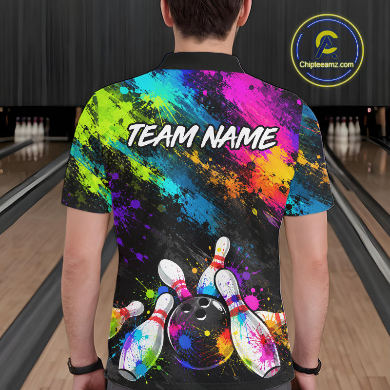 Custom Funny Colorful Bowling Shirt for Men, Bowling League Jersey, Bowling Outfit QZT1206