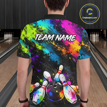 Custom Funny Colorful Bowling Shirt for Men, Bowling League Jersey, Bowling Outfit QZT1206