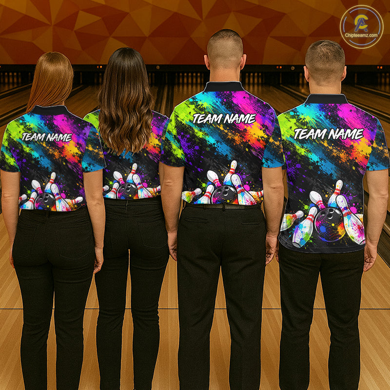 Custom Funny Colorful Bowling Shirt for Men, Bowling League Jersey, Bowling Outfit QZT1206