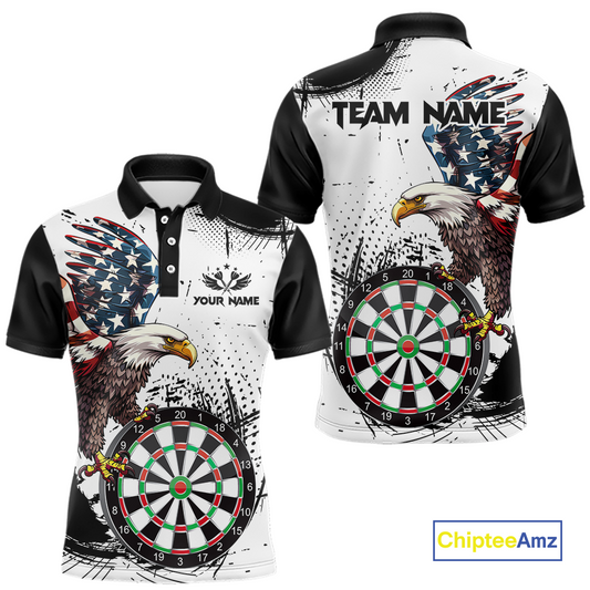 Custom American Eagle Dart Shirs for Men Patriotic Dartboard Shirt Gift Dart Jersey DHT4