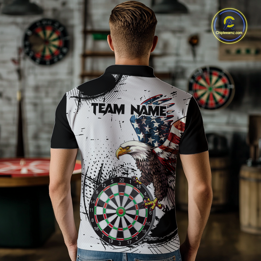 Custom American Eagle Dart Shirs for Men Patriotic Dartboard Shirt Gift Dart Jersey DHT4