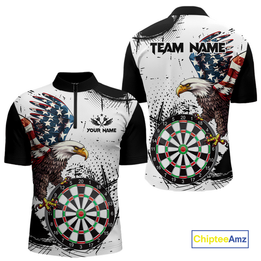 Custom American Eagle Dart Shirs for Men Patriotic Dartboard Shirt Gift Dart Jersey DHT4