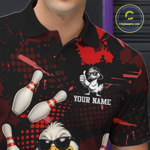 Load image into Gallery viewer, Custom Red Funny Duck Bowling Shirt for Men Bowling Jersey Polo &amp; 1/4 Zip Bowling Outfit QZT943