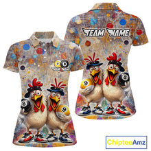 Load image into Gallery viewer, Custom Funny Chicken Billiard Shirt for Women Colorful 8 Ball &amp; 9 Ball Shirt Buddy Billiard Jersey BHT42