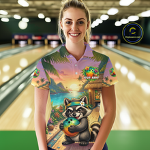 Load image into Gallery viewer, Floral Raccoon Bowling Shirt for Women Custom Bowling Team Jersey Polo &amp; Quarter-Zip QZT993